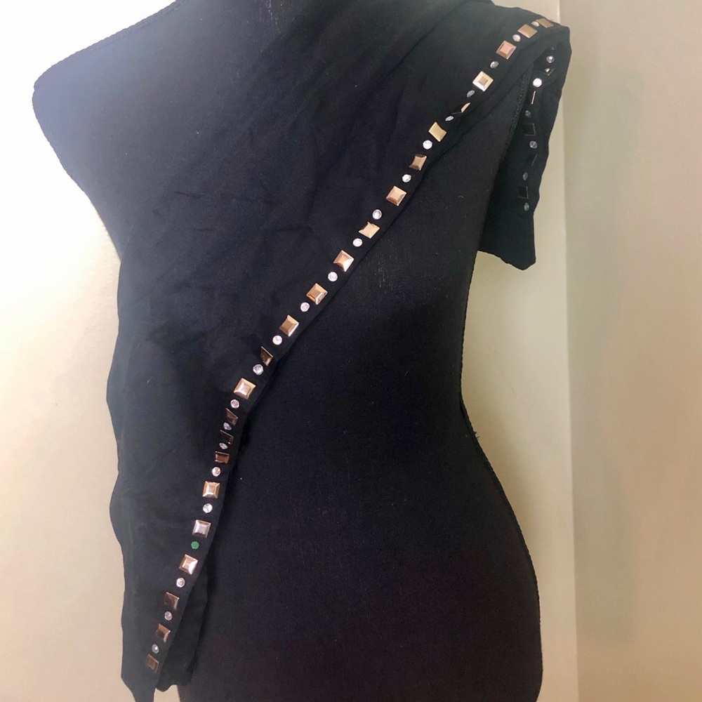 Black leggings with studs and rhinestones